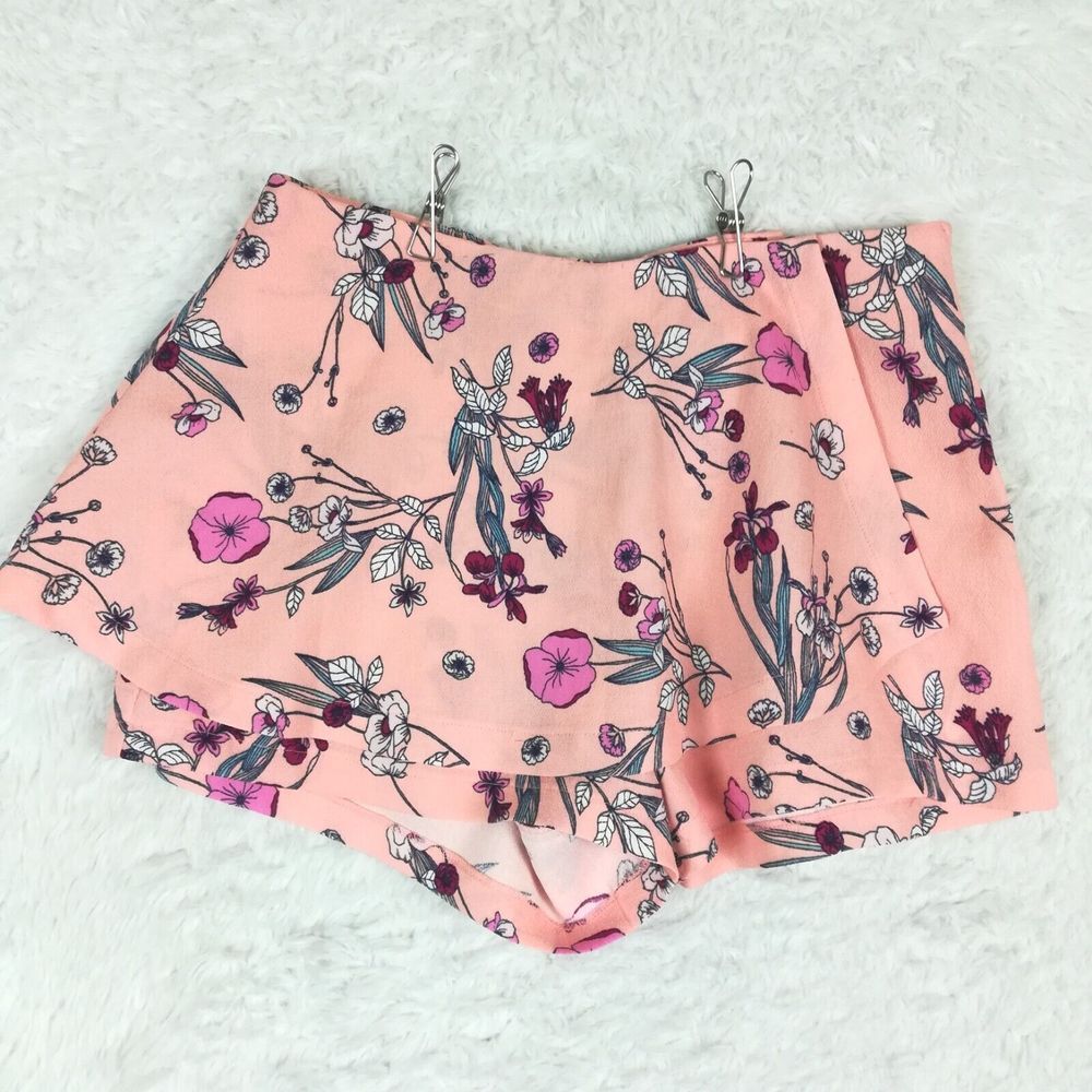 Copper Key Womens‎ Skort Skirt Mini Floral Pink Poppy Lightweight S New